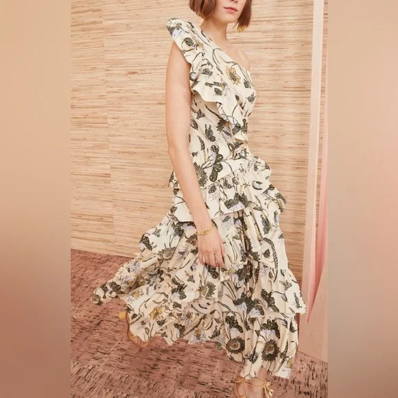 ulla johnson one shoulder dress Ulla Johnson One-Shoulder Silk Midi Dress
